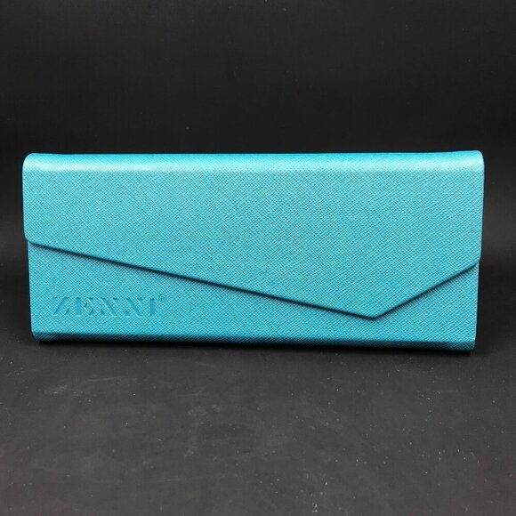 Zenni Aqua/teal/blue sunglass or eyeglass case.  Triangle design, lays flat - Picture 1 of 8